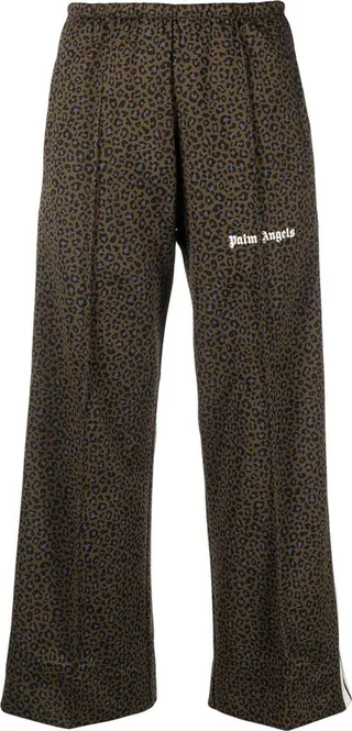 Leopard Print Cropped Track Pants