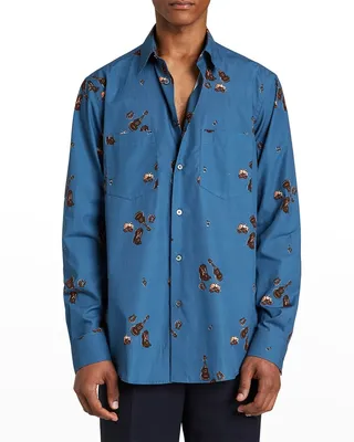 Men's Tailored Cowboy-Print Sport Shirt