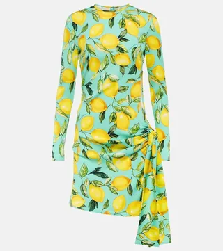 Printed silk-blend minidress