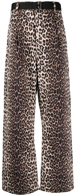 Leopard-Print Wide-Leg Trousers