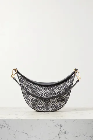 Loewe - Luna Small Leather-trimmed Canvas-jacquard Shoulder Bag - Blue
