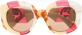 Round-Frame Striped Sunglasses