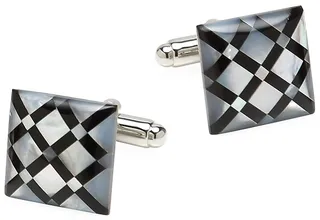 Ox & Bull Trading Co. White Mother of Pearl Diamond Cufflinks