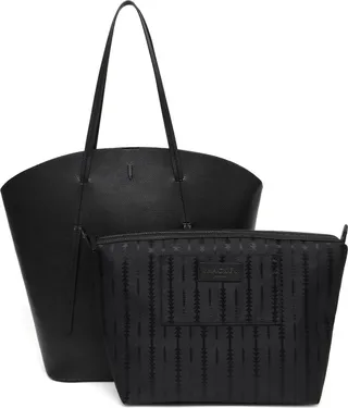 Leather Tote with Removable Pouch