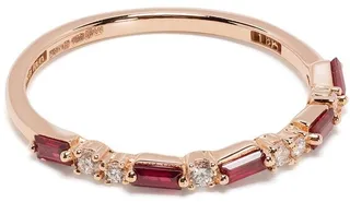 18kt Rose Gold Ruby And Diamond Half-Eternity Ring