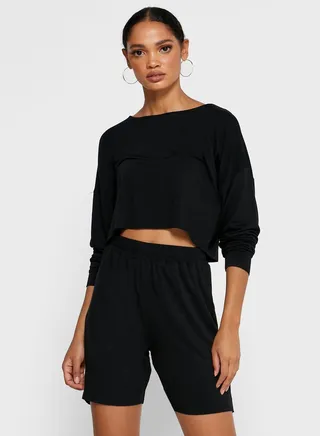 Crop Top Cycling Shorts Set