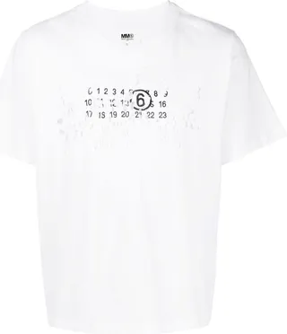 White Numbers Logo Cotton T-Shirt