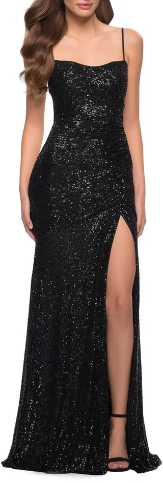 Strappy Back Sequin Gown