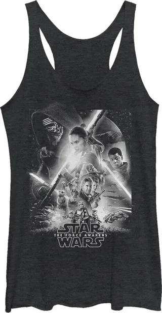 Women's Star Wars The Force Awakens Poster Racerback Tank Top - Black Heather - Small