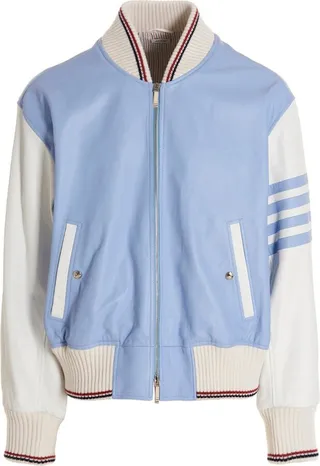 Thom Browne 4 Bar Striped Zipped Bomber Jacket