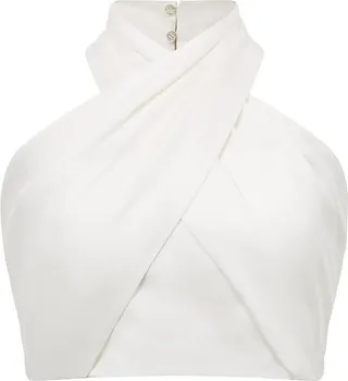 Lyra Satin Halter Crop Top