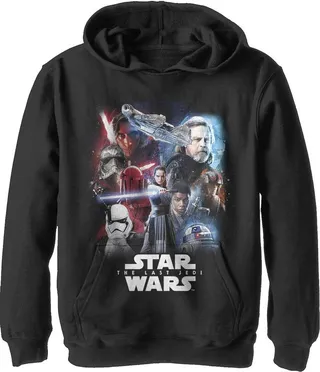 Boy's Star Wars The Last Jedi Force Pull Over Hoodie - Black - X Large