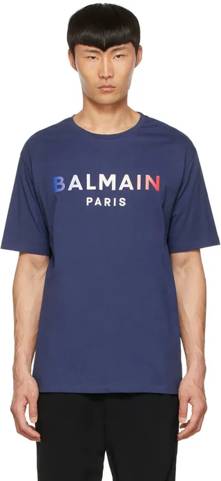 Balmain Blue Cotton T-Shirt