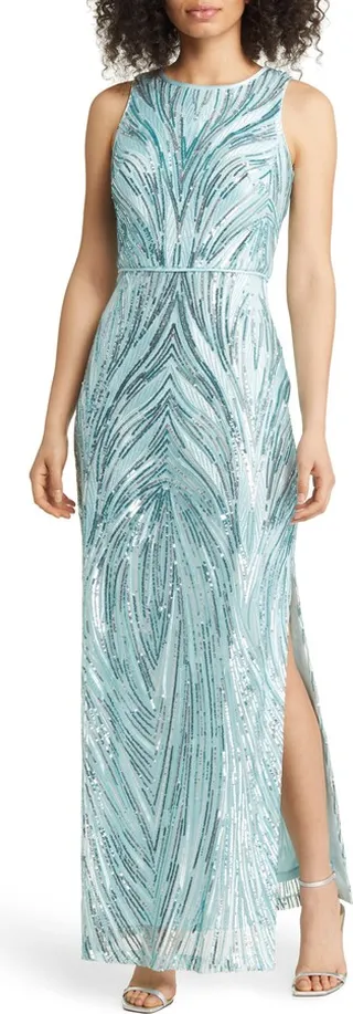 Sequin Halter Neck Gown