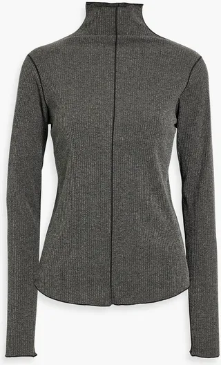 Ribbed-knit turtleneck top