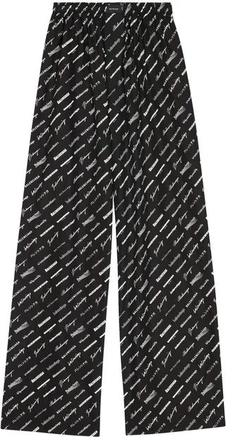 Logo Print Wide-Leg Trousers