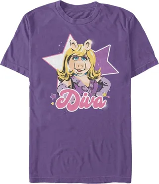 Men's The Muppets Diva Piggy T-Shirt - Black - X Large