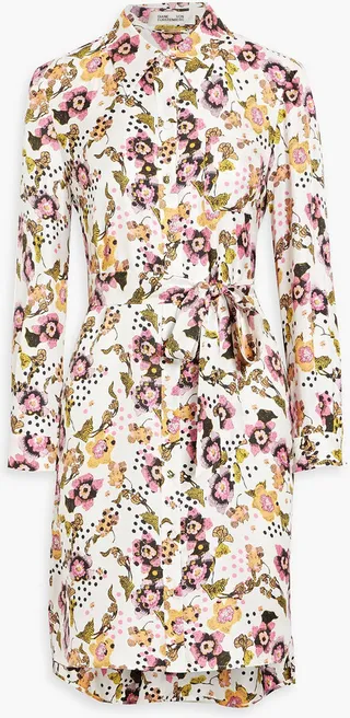 Prita printed silk-twill mini shirt dress