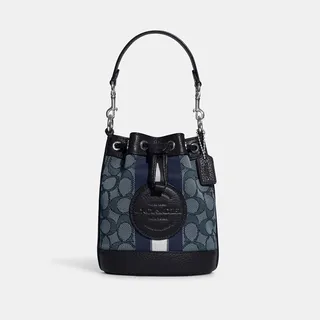 Coach Outlet Mini Dempsey Bucket Bag In Signature Jacquard With Stripe And Coach Patch