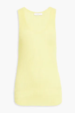 Asymmetric ribbed-knit tank