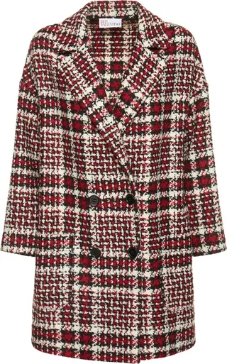 Prince of Wales wool blend coat
