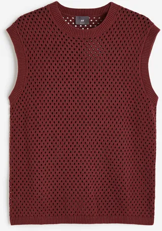 Regular Fit Hole-knit Sweater Vest