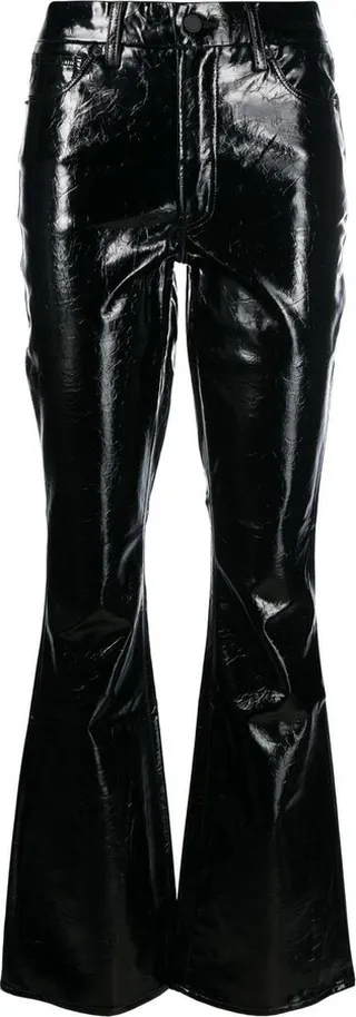 High-Shine Faux Leather Trousers
