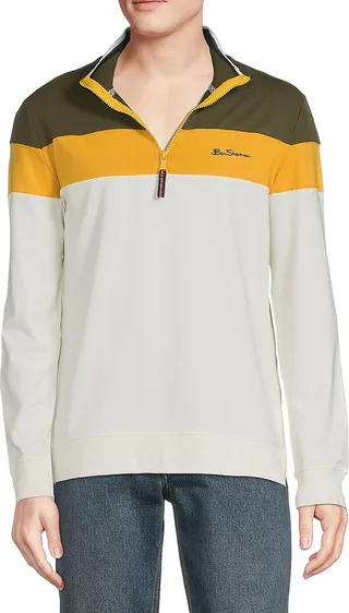 Colorblock Quarter Zip Up Pullover