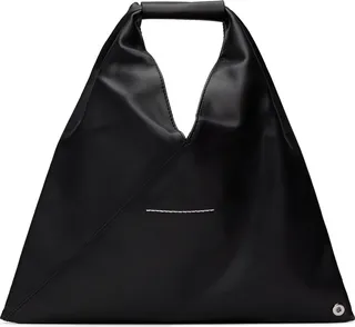 MM6 Maison Margiela Black Faux-Leather Mini Triangle Tote