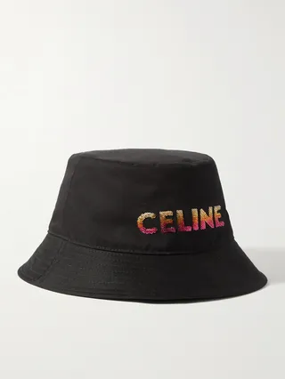 Bob Sequin-Embellished Cotton-Twill Bucket Hat