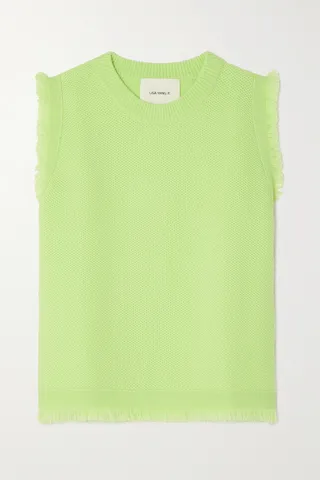 Lisa Yang - Mathilde Frayed Cashmere Top - Green