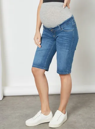 Maternity Slim Fit Denim Shorts Medium Blue Denim