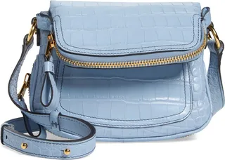 Mini Jennifer Croc Embossed Leather Crossbody Bag