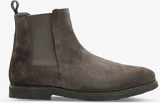 Mens Grey Rhett Pull-tab Suede Chelsea Boots