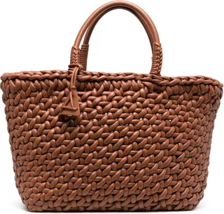 Interwoven-Design Leather Tote Bag