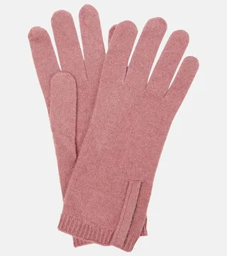 Embellished cashmere knit gloves
