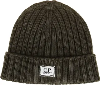 Logo Patch Ribbed Beanie