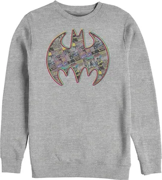 Men's Batman Shield Logo Comic Panel Sweatshirt - Athletic Heather - Medium