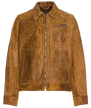 Schott Duke Unlined Rough Suede Jacket in Brown