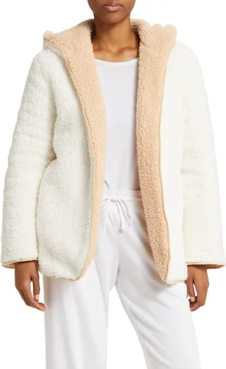 Reversible Hooded Fleece Bed Jacket