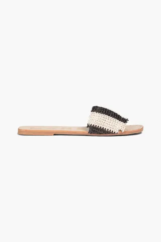 Striped raffia slides