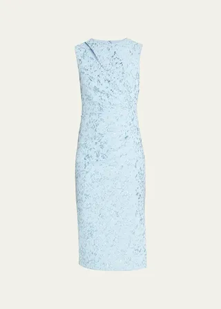 Sleeveless Cutout Metallic Jacquard Dress
