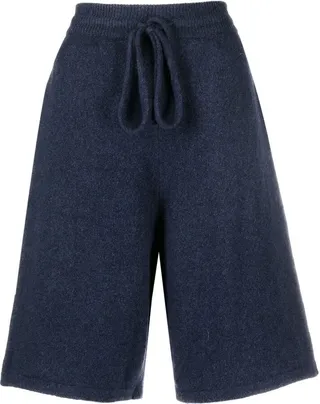 Drawstring-Waist Knee-Length Knit Shorts