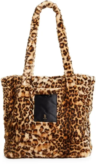 Leopard Print Oversize Faux Fur Tote Bag