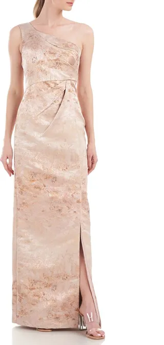 Nana One-Shoulder Metallic Gown