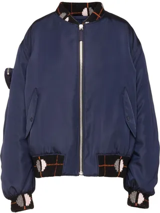 Re-Nylon jacquard-trim bomber jacket