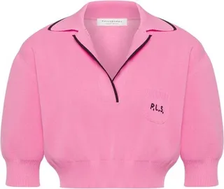 PLS knit cropped polo shirt