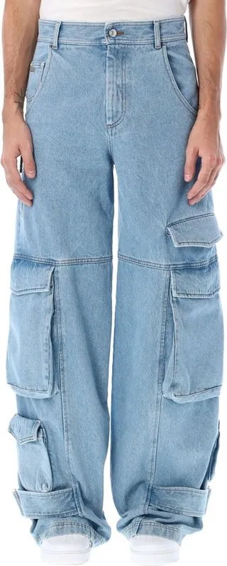 GCDS Logo Patch Wide-Leg Jeans