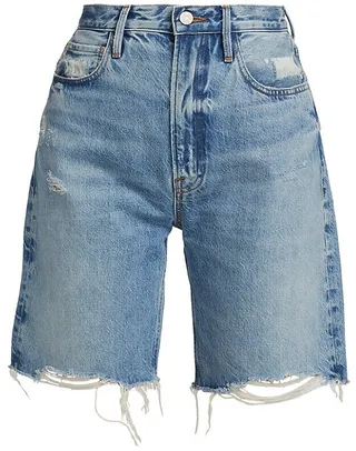 High-Rise Denim Bermuda Shorts
