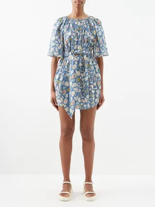 Moonstone Shell-print Cotton-voile Tunic